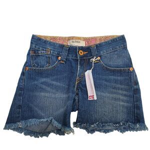 Levi’s Shorts Women Size 1 Slouch 504 Dark Way Distressed Hem Legs NEW